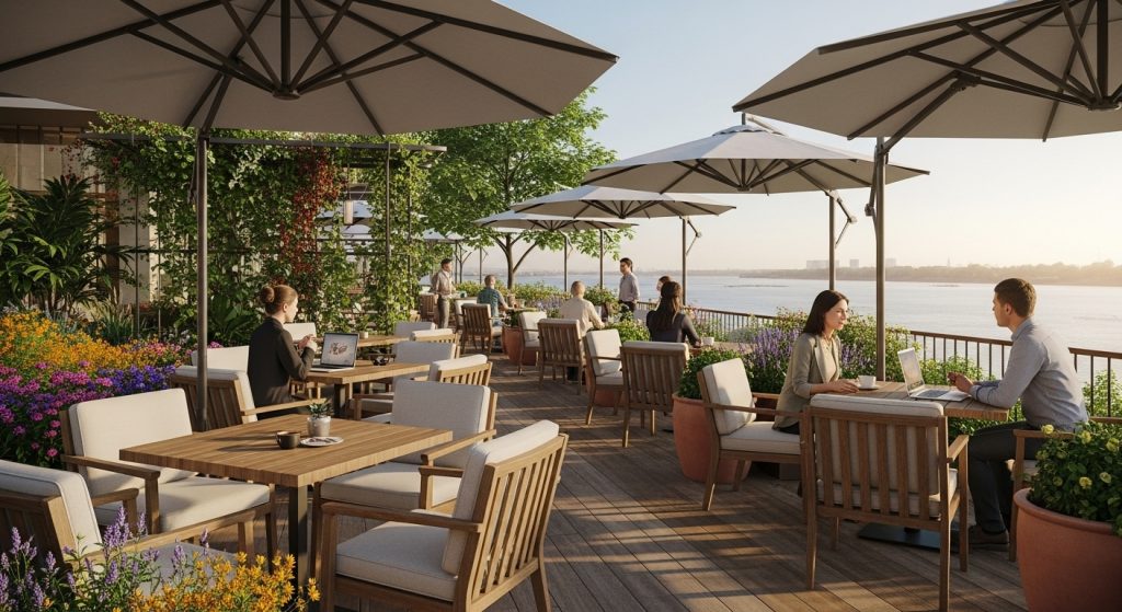 Khu cafe thư giãn tại chung cư Rivea Residences