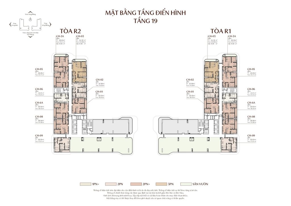 Mặt bằng điển hình tầng 19 dự án Rivea Residences