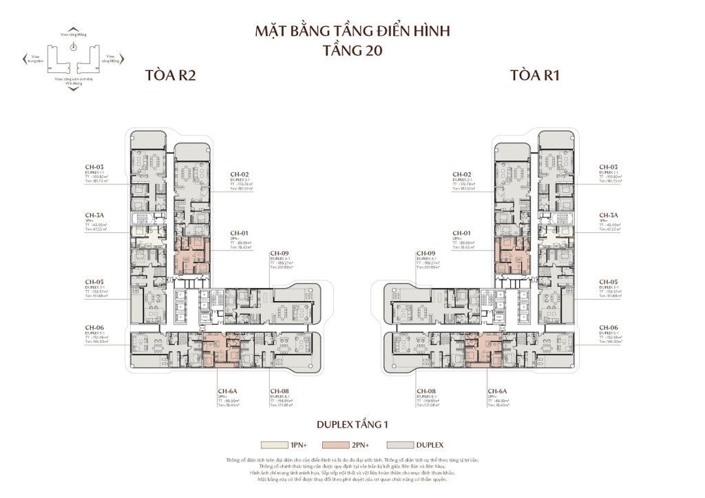 Mặt bằng điển hình tầng 20 dự án Rivea Residences
