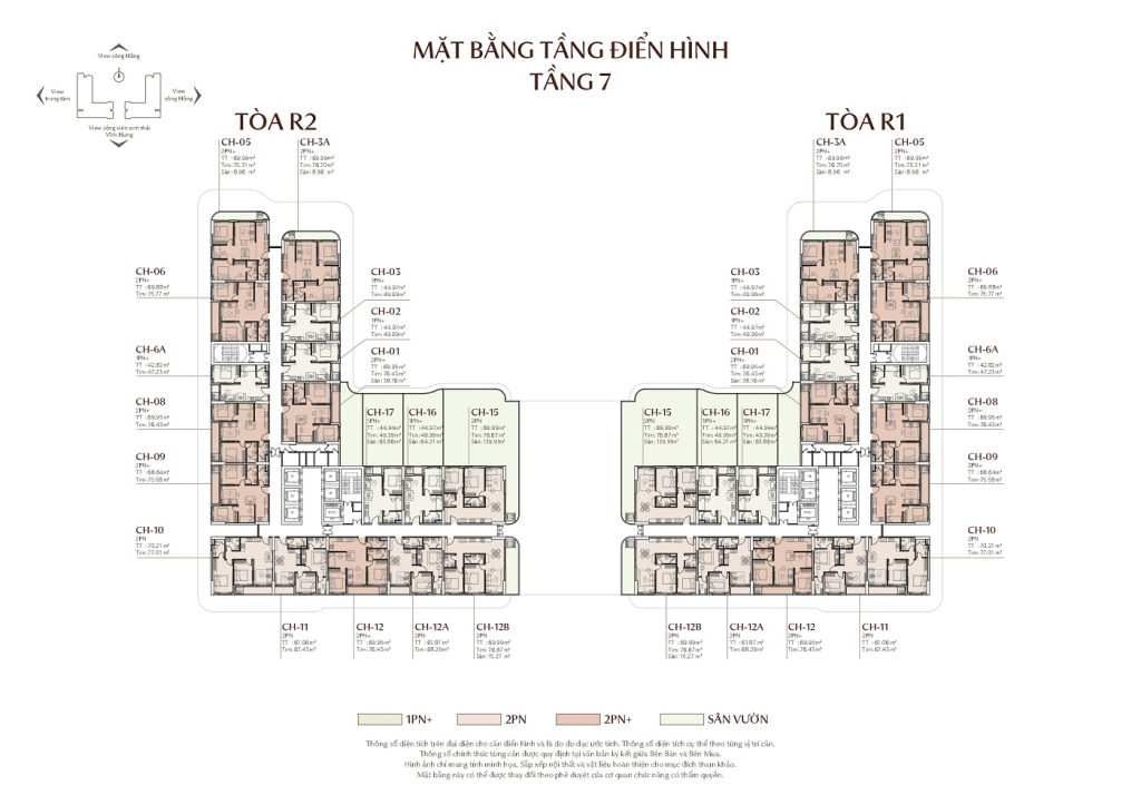 Mặt bằng điển hình tầng 7 dự án Rivea Residences